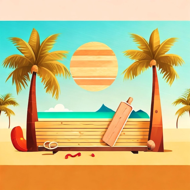 Summer beach wallpaper with coconut trees