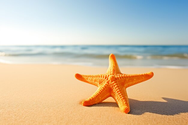 Summer beach with starfish and shells Ai Generated