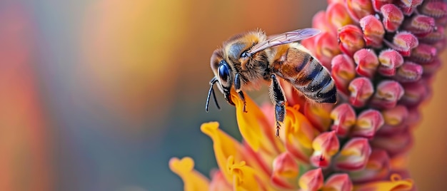 Summer Bliss A Bee Savoring Nectar on a Kniphofia Flower