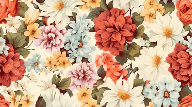 Summer Blossoms Vintage Floral Delight