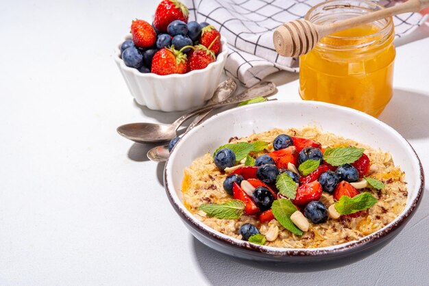 Summer breakfast oatmeal with berry