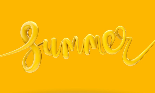 Summer bright bubble script typography background d render