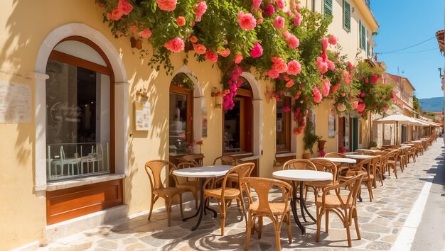 Summer cafe on the street in Greece