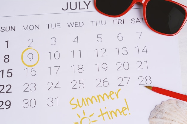 Summer Calendar Schedule.