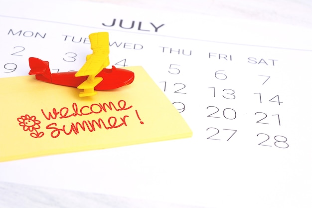 Photo summer calendar schedule.