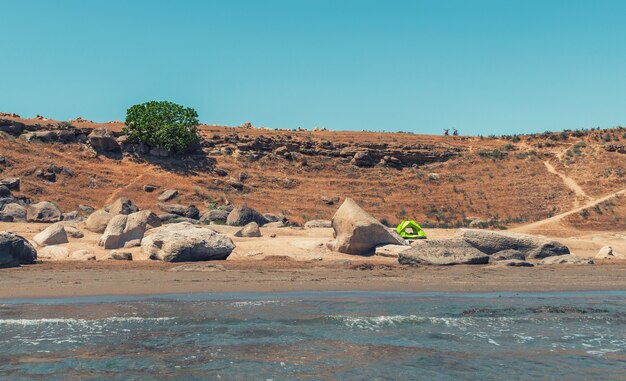 Summer camping at the seaside