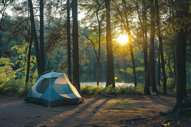 summer camping trip on nature