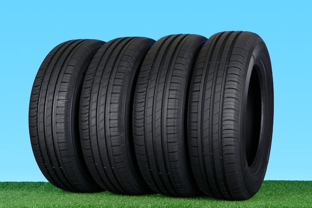 Summer car tyres on grass