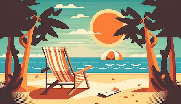 여름의 냉기는 편안한 여름의 삽화 Generative AI