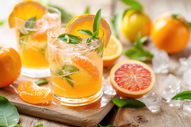 Summer citrus celebration mandarin liqueur toast with citrus medley