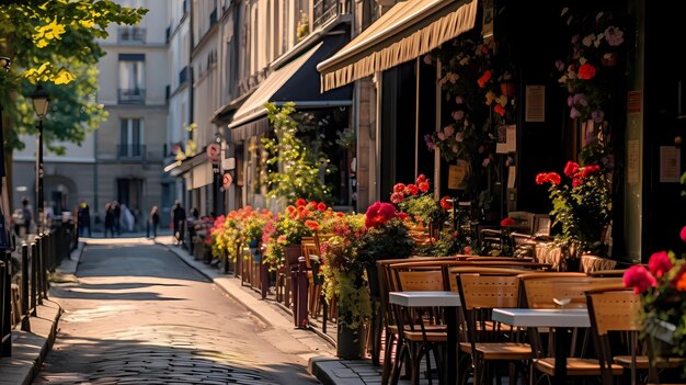 ヨーロッパイタリアスペインバルト諸国の中世の町の人々が歩く夏の街のストリートカフェ