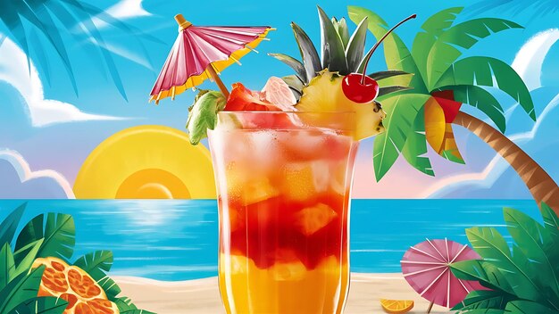 Summer cocktail illustration