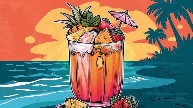 Photo summer cocktail illustration