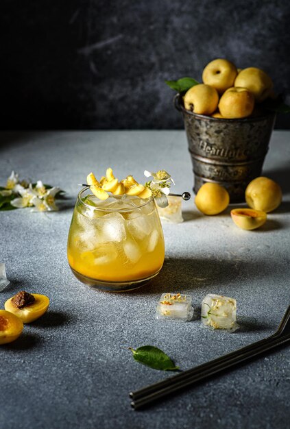 summer cocktail with apricot puree