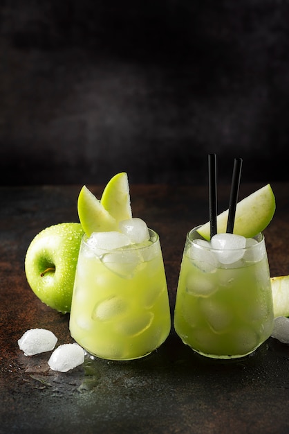 Summer cocktail with green apple