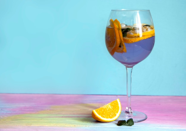 Summer cocktail with lavender and oranges