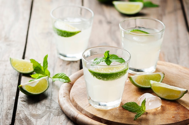 Summer cocktail with lime and mint