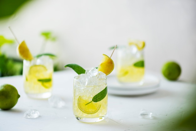 Summer cocktail with sage and lime