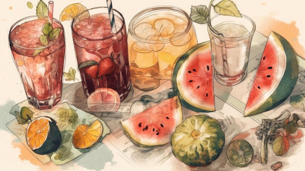 Summer Coctail illustration Close Up