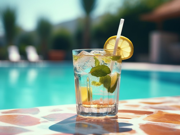 Summer cold drink photo on pool