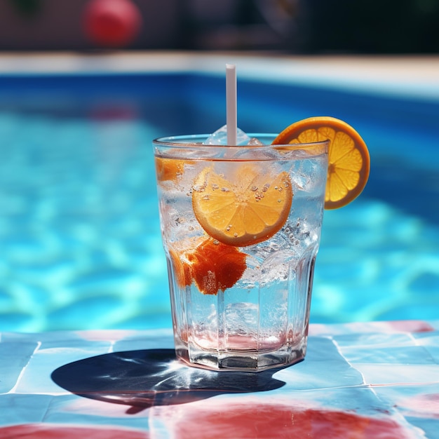 Premium AI Image | Summer cold drink photo on pool