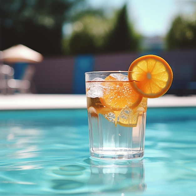 Summer cold drink photo on pool