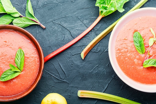 Summer cold rhubarb soup