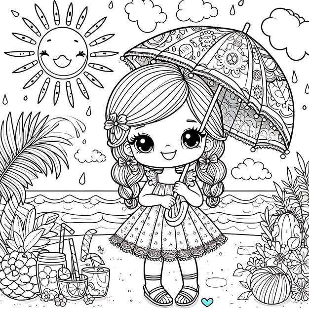 Summer Coloring Pages Beach Background Palm Tree Images