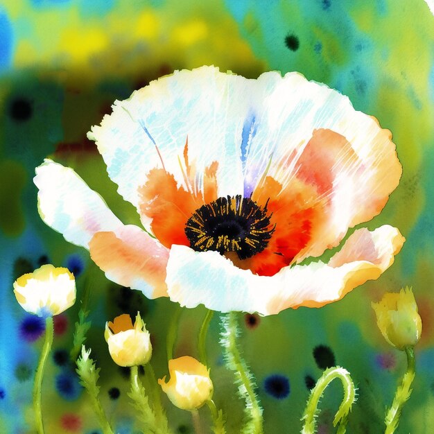 Summer concept Beautiful watercolor Poppies A radiant Poppies Natures Beauty Generative AI