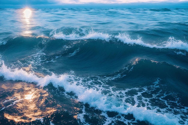 Foto concetto estivo la danza delle onde dell'oceano eterna sinfonia del mare ia generativa