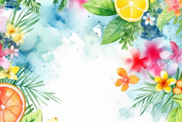 Summer concept watercolor abstract background generative ai