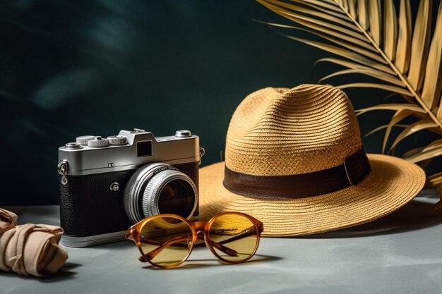 Summer concept with vintage camera