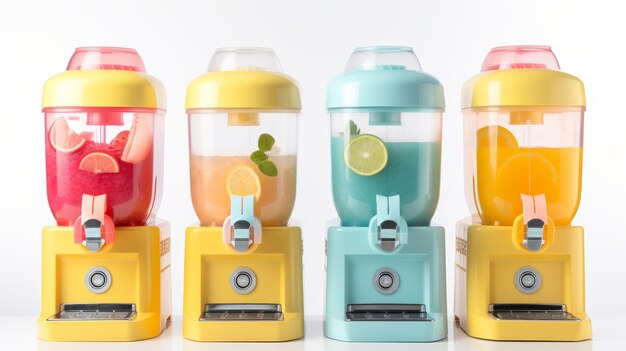 Photo summer cool slush or smoothie iced fruit juice dispenser machine for refreshing chilled drinks