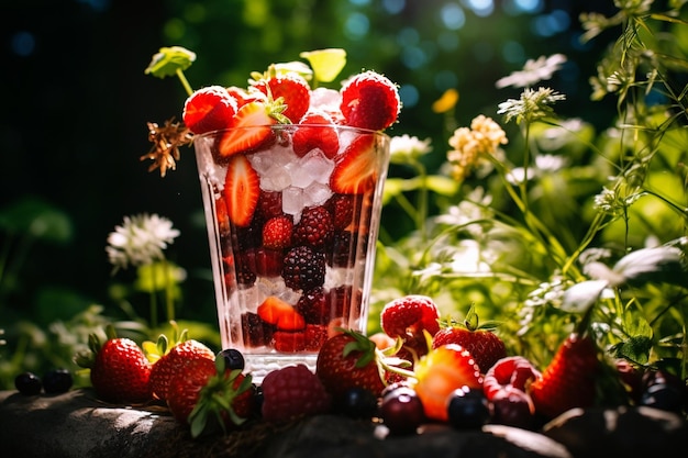 Summer cooling drink with ice