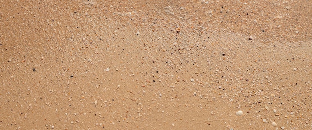Текстура песка пляжа летнего дня. Вид сверху, плоская планировка. Баннер.