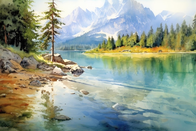 Summer Day at the Peak Watercolor Illustration