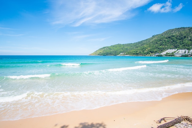 Summer day Phuket beach sea sand and sky Landscape view of beach sea in summer day Beach space area At Karon Beach Phuket Thailand On 15 December 2020