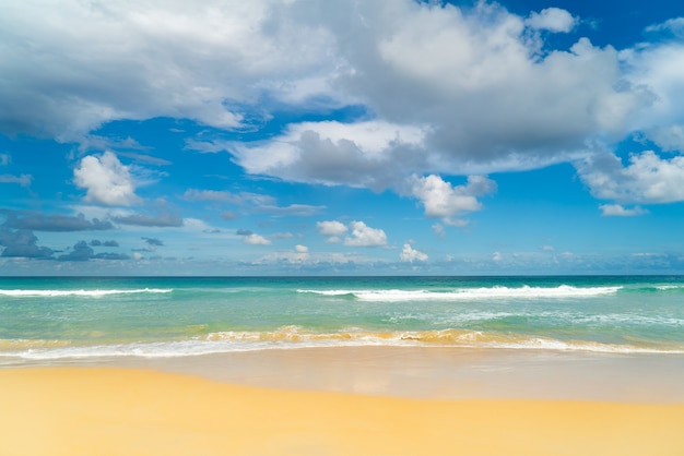 Summer day Phuket beach sea sand and sky Landscape view of beach sea in summer day