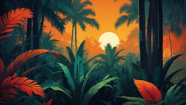 Summer Day Special Tropical Sunset Oasis Background