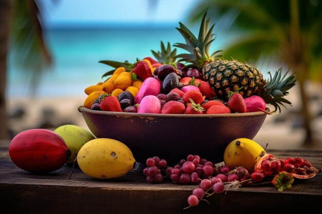 Foto giorno d'estate una spiaggia tropicale di sabbia palme e mare paradiso vacanze 989jpg