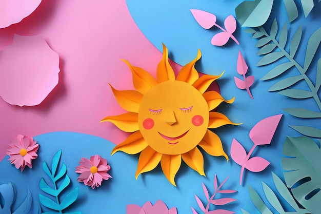 Summer design motif background with sun with smile