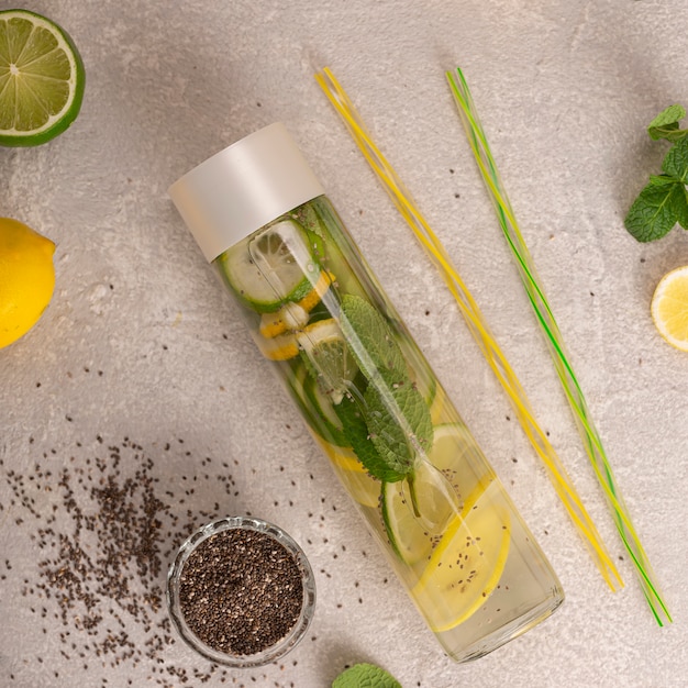 Summer drink. Detox with citrus and mint