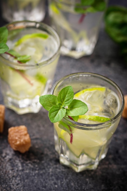 Summer  drink with lime and mint