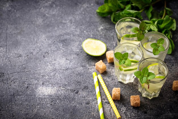 Summer  drink with lime and mint