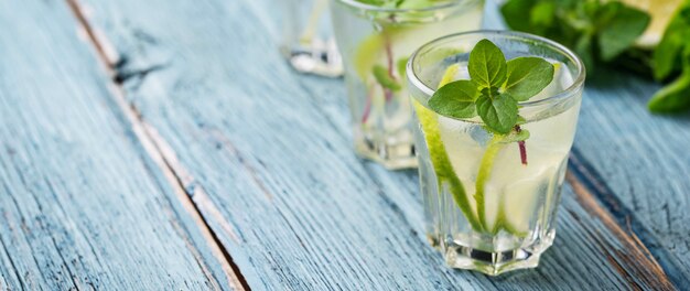 Summer  drink with lime and mint