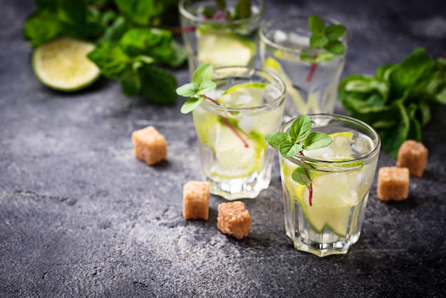 Summer  drink with lime and mint