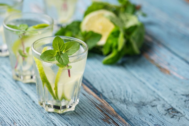 Summer  drink with lime and mint