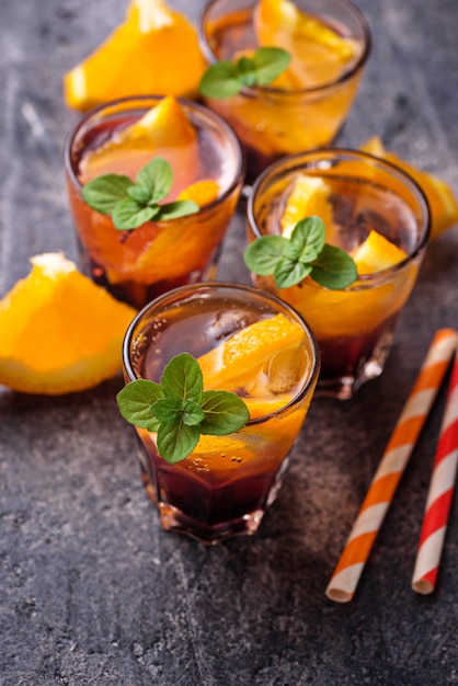 Summer  drink with orange and berries