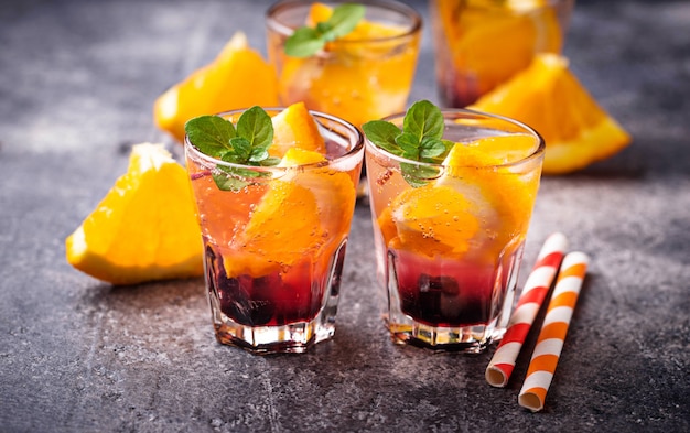 Summer  drink with orange and berries