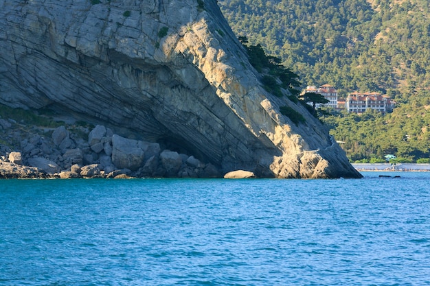 Summer evening rocky coastline ("Novyj Svit" town, Crimea, Ukraine).